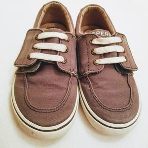 Sperry Ollie Jr. Boys Grey Velcro Shoes 10.5 M